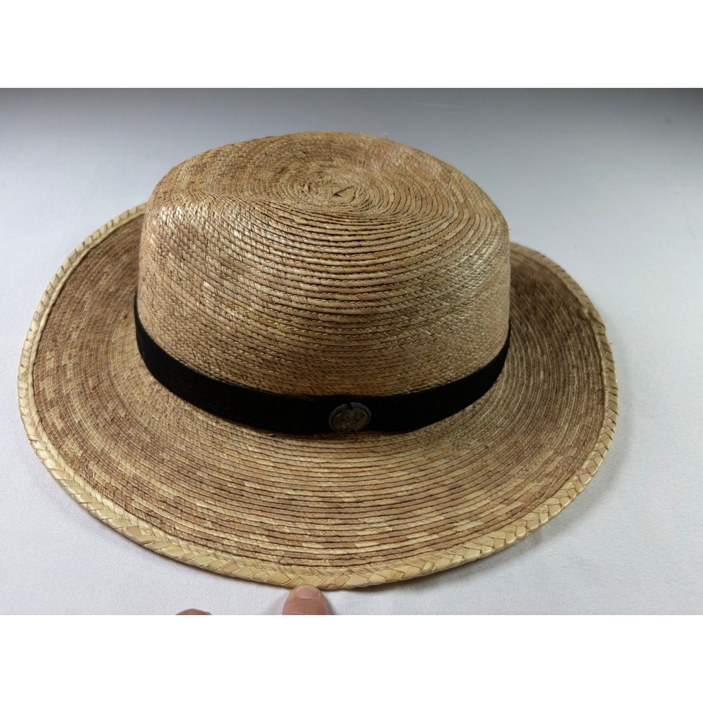 J. Tula Straw Hat Austin Texas Boho Rustic Beach Braided Brim Western Unisex O/S